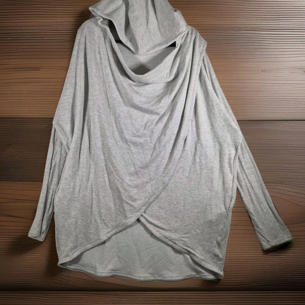 Athleta XL Nursing Hoodie Gray Cowl Neck Breastfeeding Maternity Pullover Top